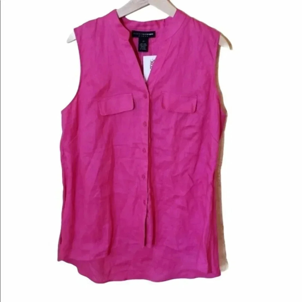 Grace Elements OX pink button‎ down linen top